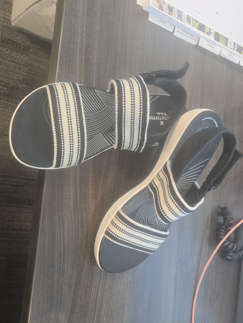 Clarks Cloudsteppers Black and White Striped Women's Sandal